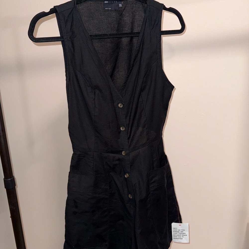 ASOS Black V-Neck Sleeveless Sheath Jumpsuit